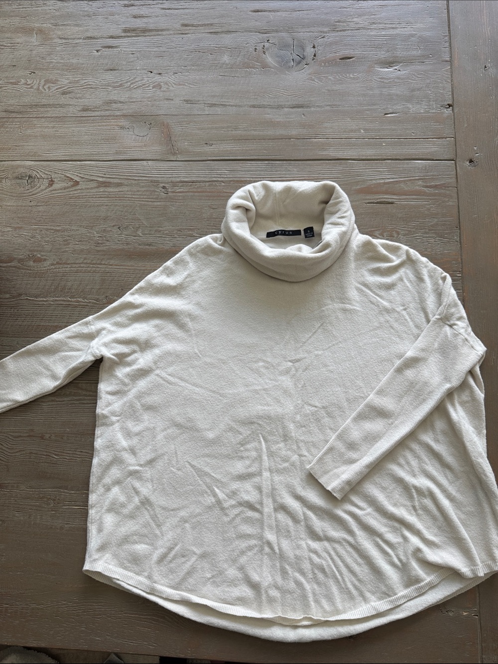 Cyrus Cream Cowl-Neck Lightweight Sweater
